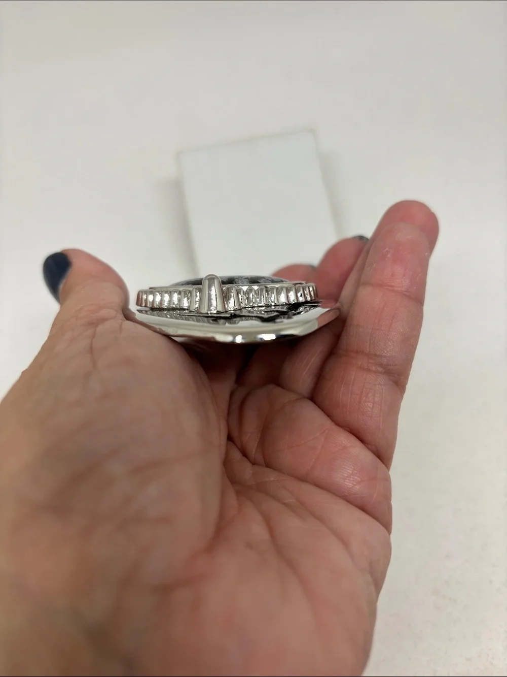 Silver-Tone Snowflake Obsidian Belt Buckle